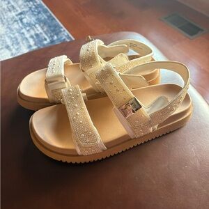 Women’s Cream Sandals with Beaded Straps